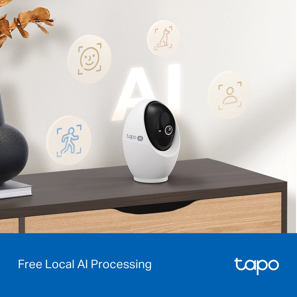 Tapo C260 Pan/Tilt AI Home Security Wi-Fi Camera – 4K 8MP Smart Indoor Camera with Face Recognition, 360° Coverage, Color Night Vision & Privacy Mode