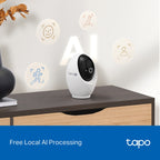 Tapo C260 Pan/Tilt AI Home Security Wi-Fi Camera – 4K 8MP Smart Indoor Camera with Face Recognition, 360° Coverage, Color Night Vision & Privacy Mode