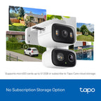 Tapo C246D Indoor/Outdoor Dual Lens Pan/Tilt Security Camera – 2K Smart AI Camera with Wide + Telephoto Lens, 360° Coverage & Night Vision