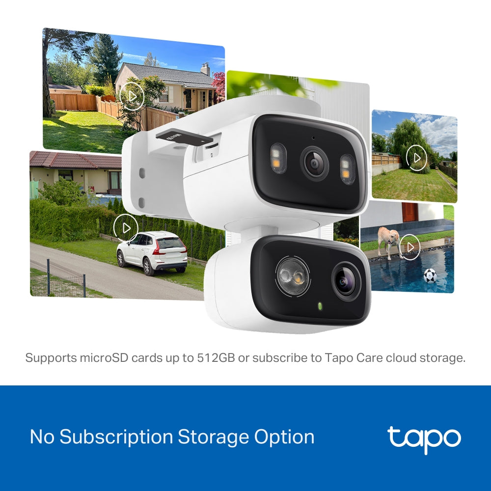 Tapo C246D Indoor/Outdoor Dual Lens Pan/Tilt Security Camera – 2K Smart AI Camera with Wide + Telephoto Lens, 360° Coverage & Night Vision