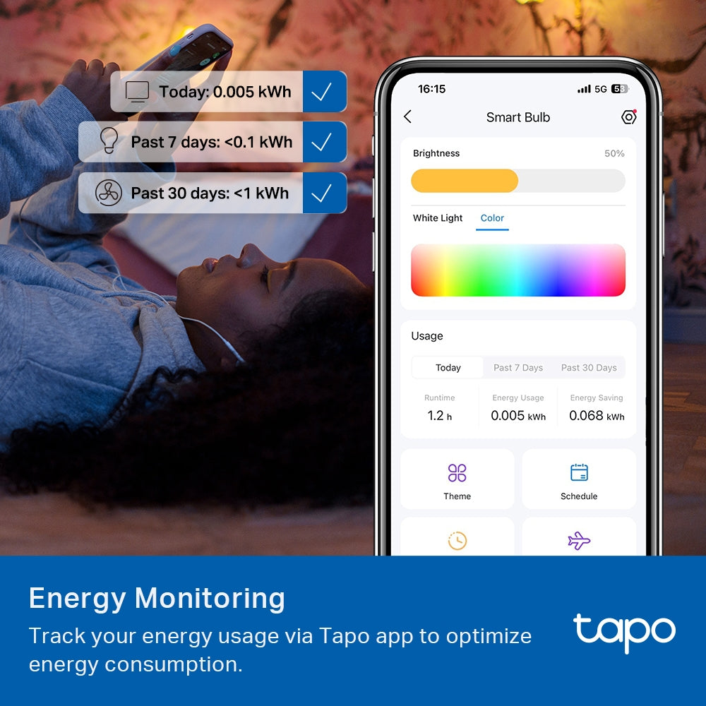Tapo L535E Smart WiFi Light Bulb – Multicolor RGB Dimmable LED Bulb with App & Voice Control