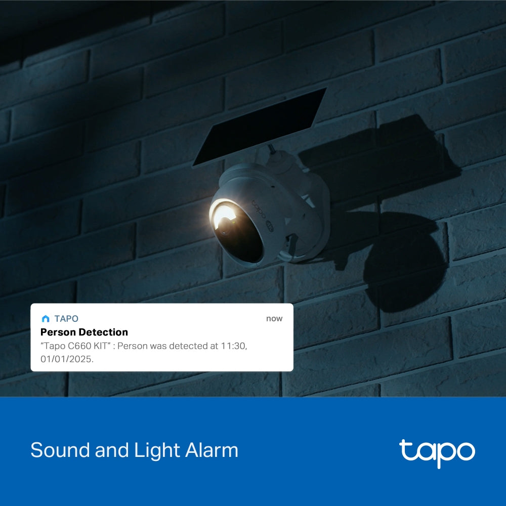 Tapo C660 KIT Solar-Powered Pan/Tilt Security Camera – 4K Wi-Fi Outdoor Smart Camera with AI Tracking & Solar Charging