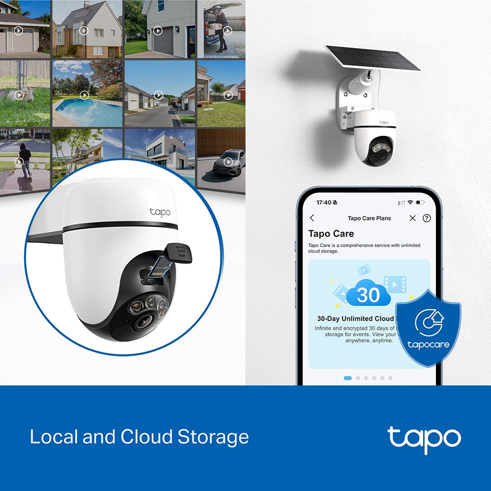 Tapo C610 KIT Solar-Powered Pan/Tilt Security Camera Kit – 2K Smart Outdoor Wi-Fi Camera with Solar Charging, Motion Tracking & Night Vision