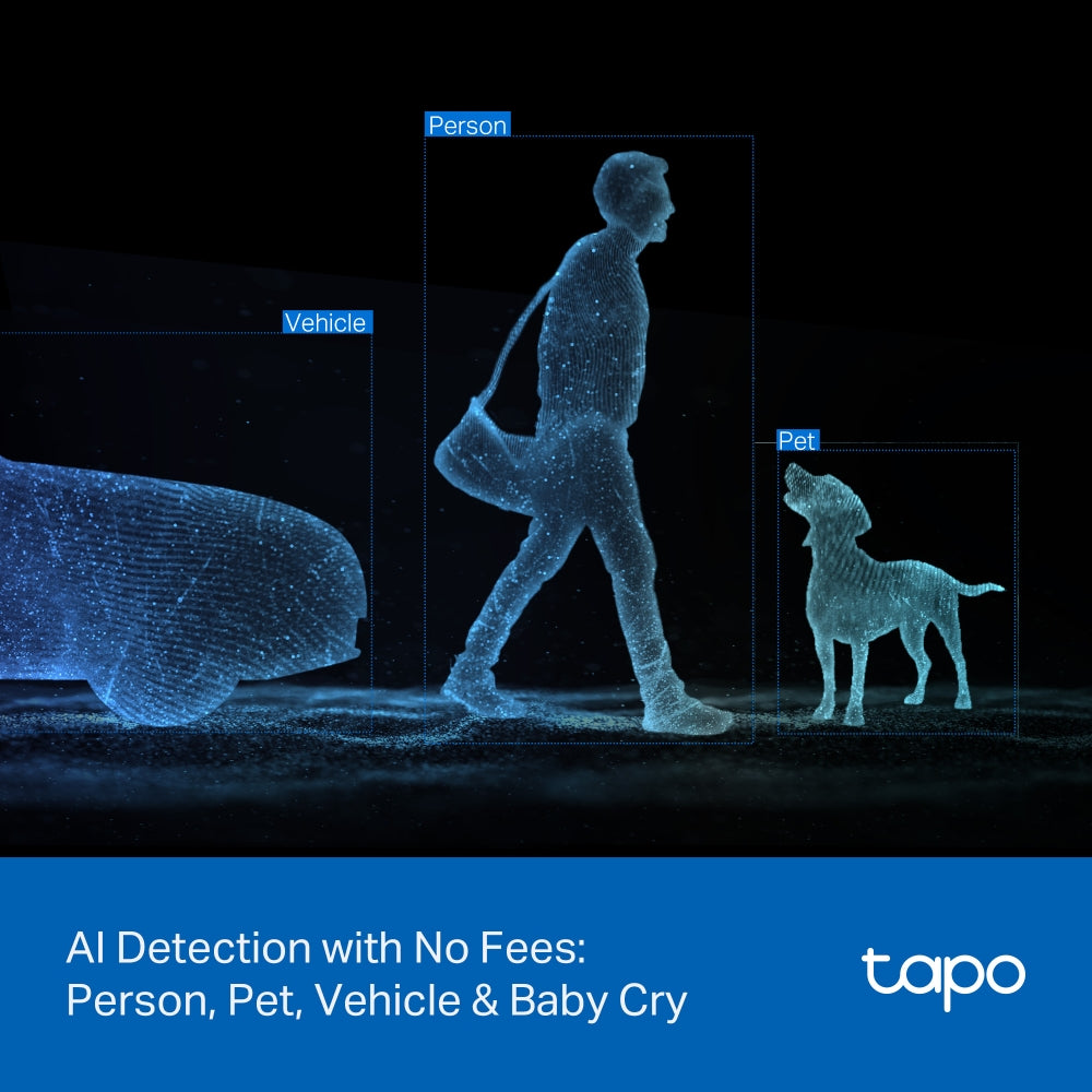 Tapo C246D Indoor/Outdoor Dual Lens Pan/Tilt Security Camera – 2K Smart AI Camera with Wide + Telephoto Lens, 360° Coverage & Night Vision