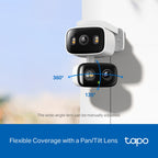 Tapo C246D Indoor/Outdoor Dual Lens Pan/Tilt Security Camera – 2K Smart AI Camera with Wide + Telephoto Lens, 360° Coverage & Night Vision