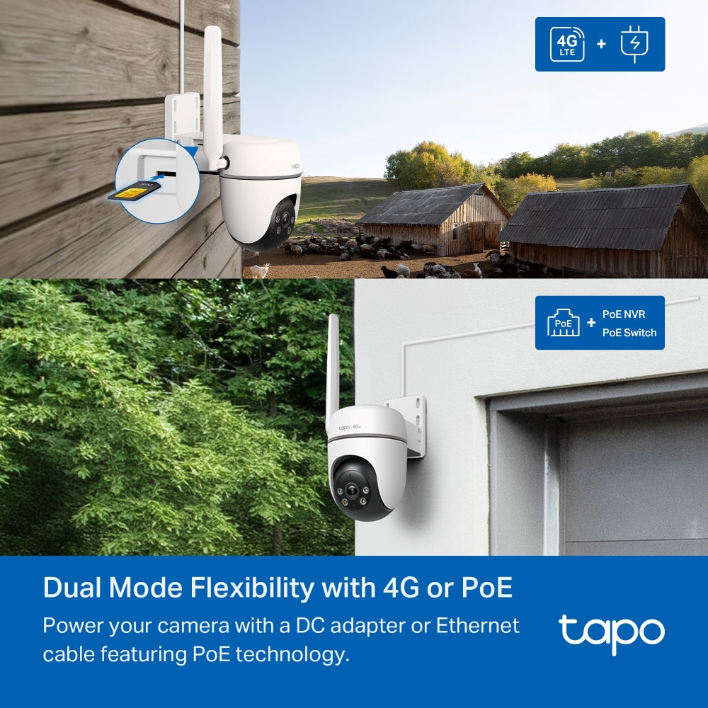 Tapo TC40GW Outdoor Pan/Tilt 4G LTE Camera – Smart Security Camera with AI Detection & Color Night Vision
