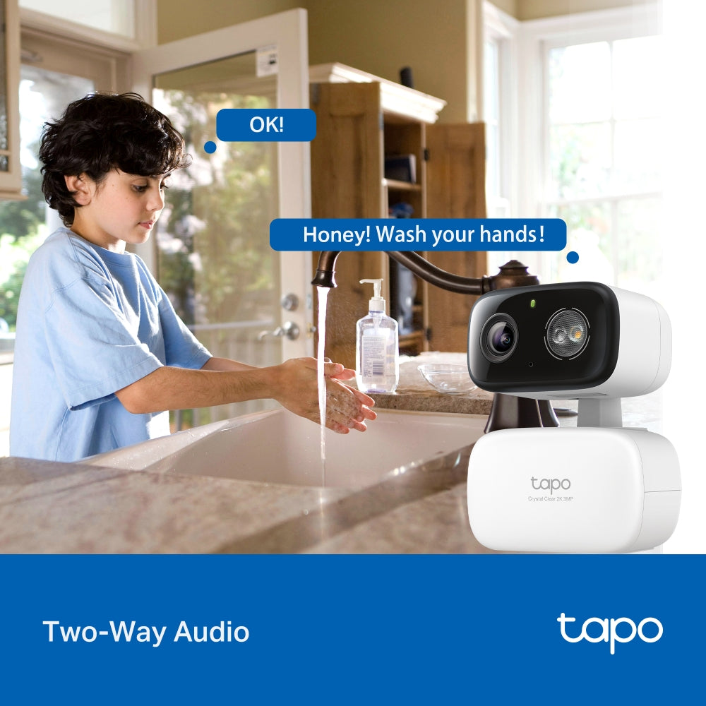 Tapo C216 Indoor/Outdoor Home Security Wi-Fi Camera – 2K 3MP Smart Pan/Tilt Camera with AI Detection, Color Night Vision, 360° Coverage & IP65 Weatherproof Design