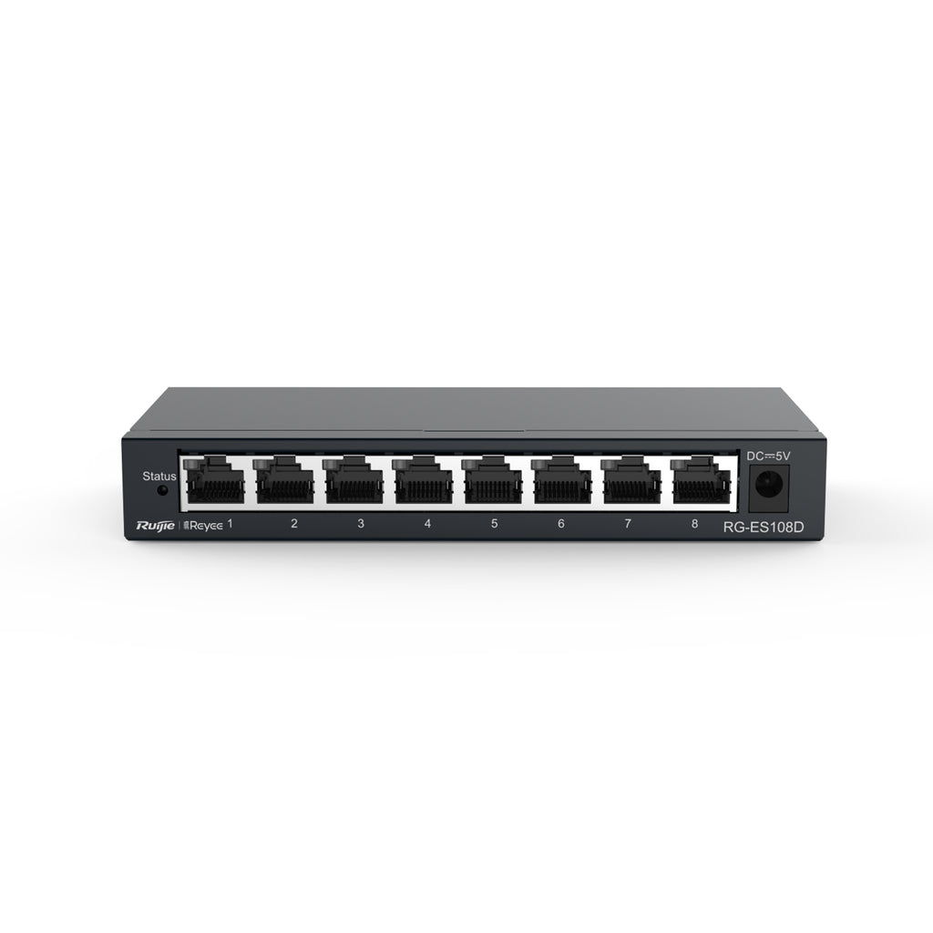 Reyee by Ruijie RG-ES108D 8-Port 10/100Mbps Unmanaged Desktop Switch Fast Ethernet Plug & Play Network Switch SOHO