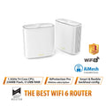Asus ZenWiFi XD6 AX5400 Whole-Home Dual-Band Mesh WiFi 6 System (2-Pack, White)