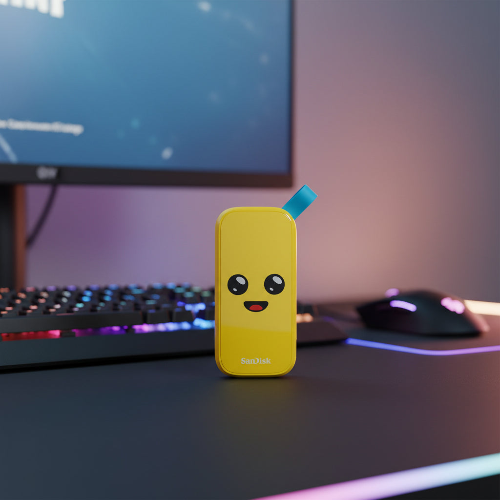SanDisk Fortnite Peely Portable SSD external gaming drive designed for fast game storage and expansion for PC, PlayStation, and Xbox consoles.

2TB