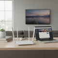 CUDY WR1300 AC1200 mesh WiFi router home desk setup
