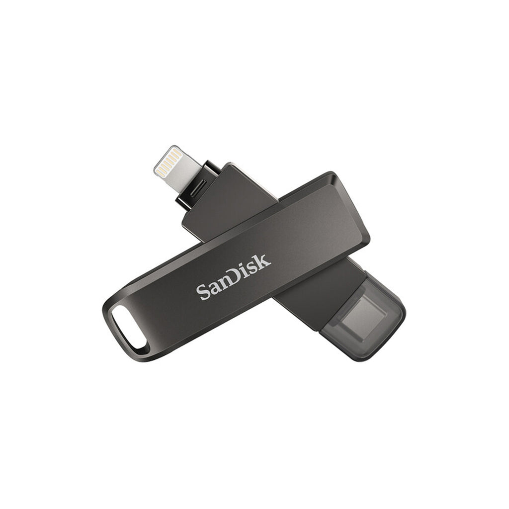 SANDISK® iXpand Flash Drive Luxe – Dual Lightning & USB Type-C Flash Drive for iPhone, iPad, MacBook & Fast Photo Video Backup