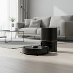 TP-Link Tapo RV30 Max Plus robot vacuum cleaning living room floor with smart navigation