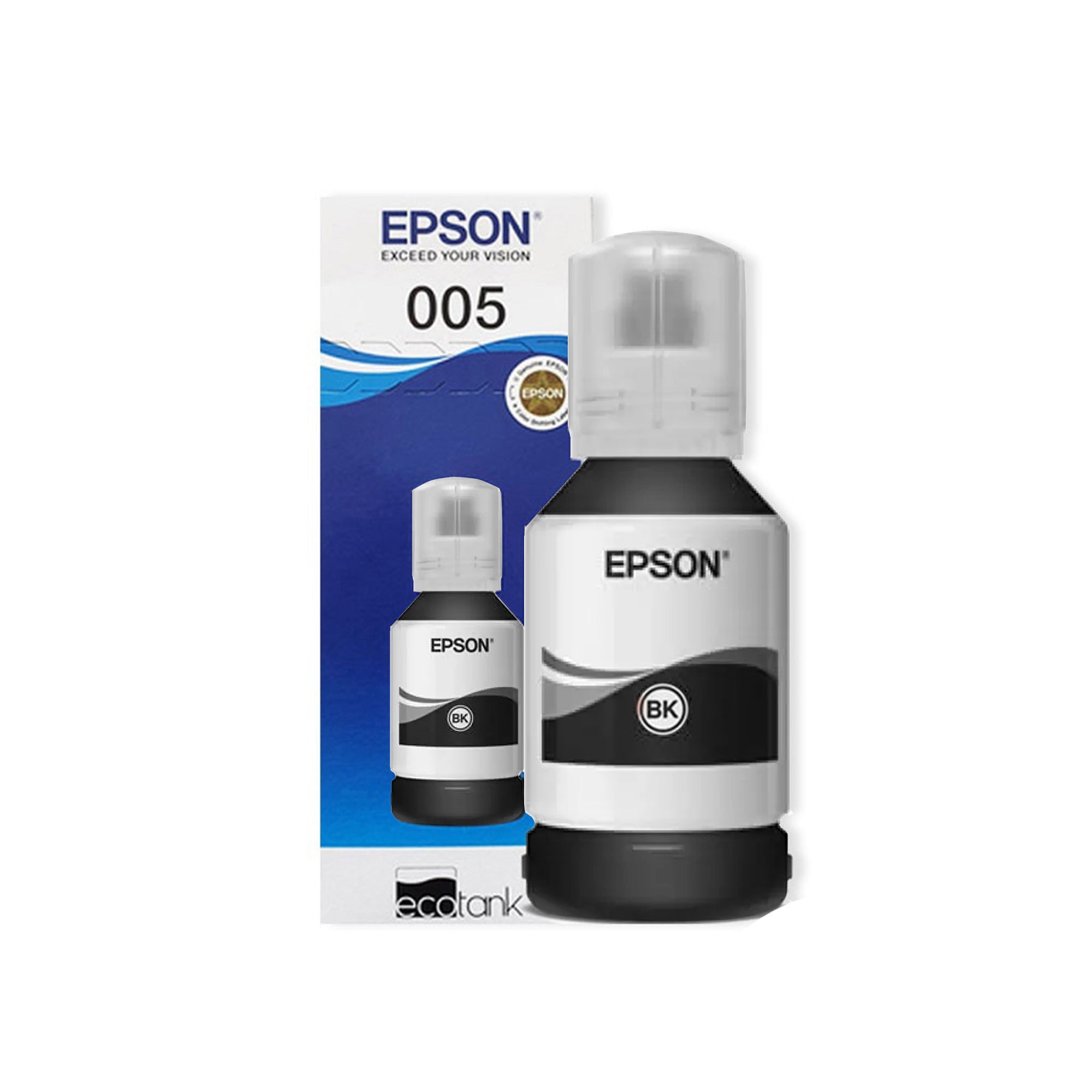 Epson 005 Black Ink Bottle 120ml (C13T03Q100) – High Yield Original EcoTank Refill Ink for Ultra-Low-Cost Printing