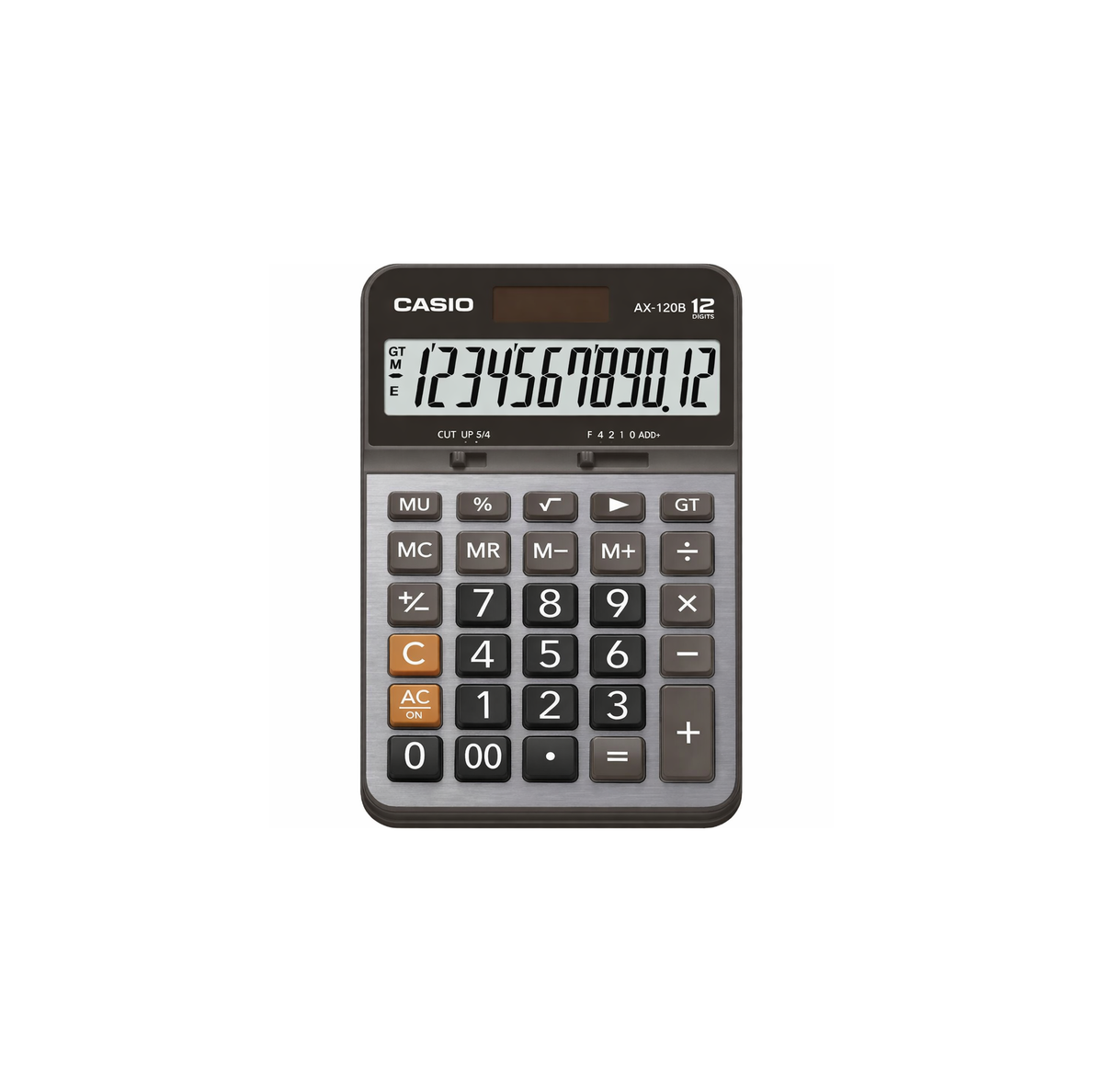Casio AX-120B 12-Digit Compact Desk Calculator Extra Large Display GT Mark-Up Solar & Battery