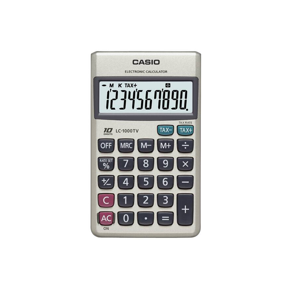 Casio LC-1000TV 10-Digit Practical Calculator Metal Faceplate Portable Financial Tool with Tax & Profit Margin Functions