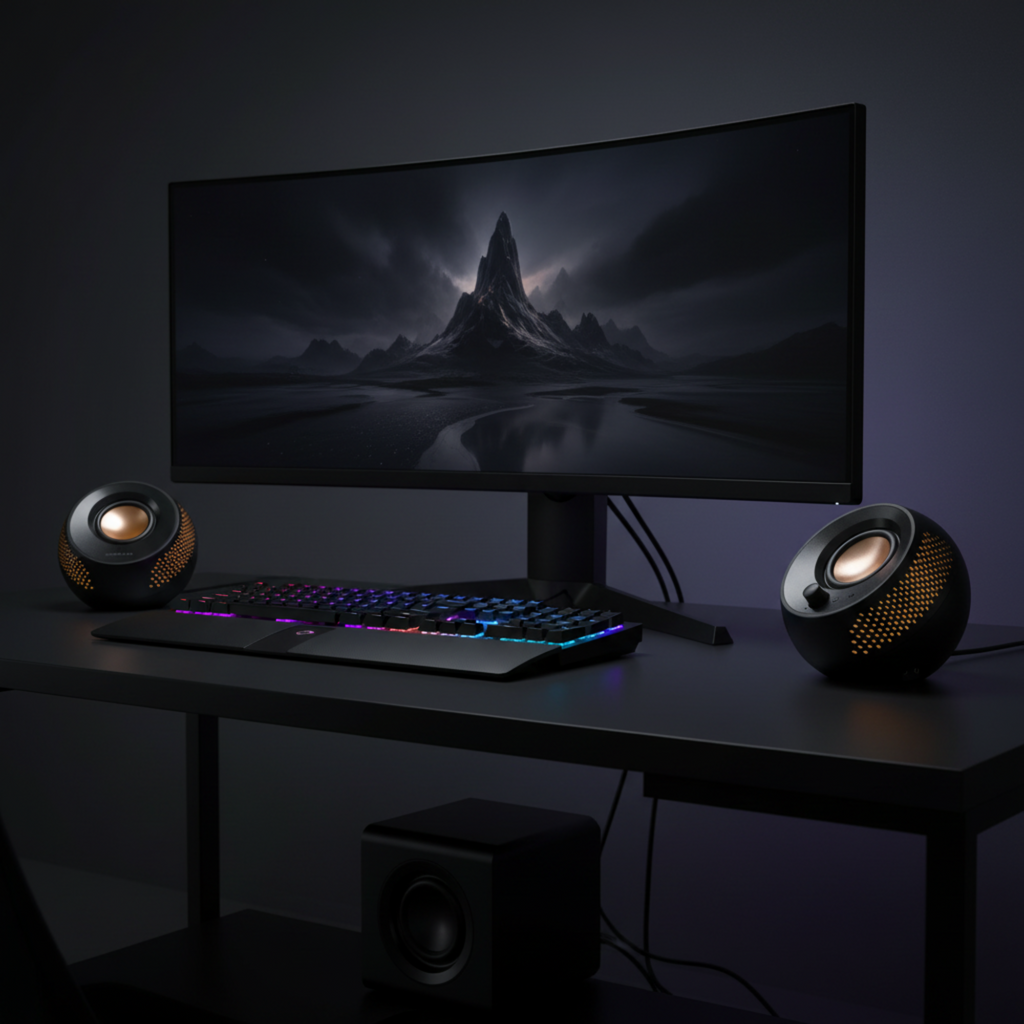 Creative Pebble X Plus 2.1 USB-C desktop speakers with subwoofer and customizable RGB lighting for PC gaming and entertainment
