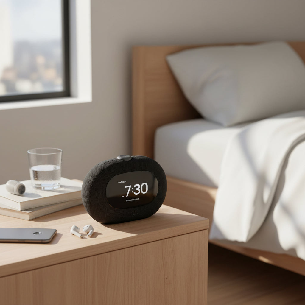 JBL Horizon 3 Bluetooth clock radio speaker bedside table lifestyle image