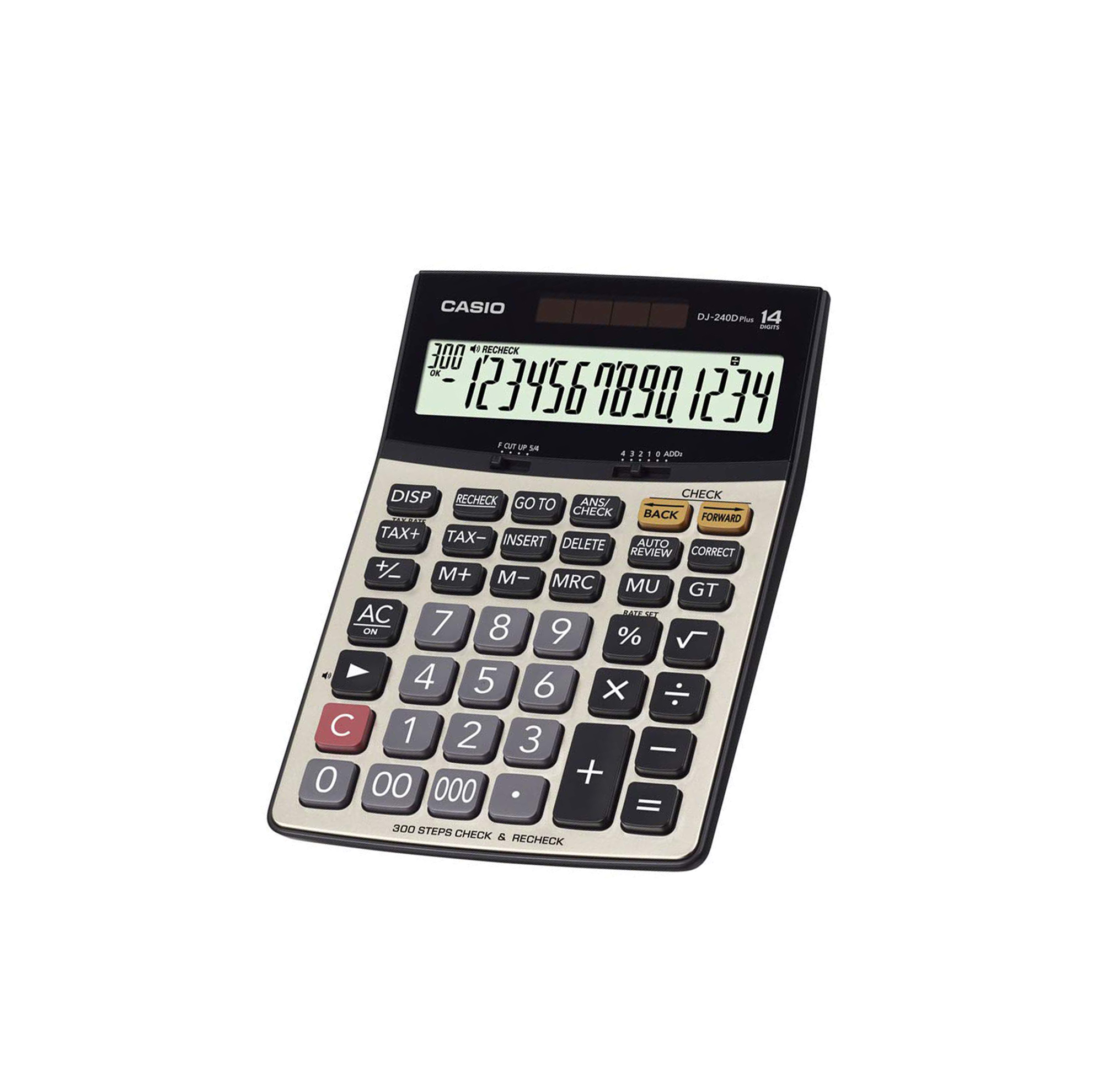 Casio DJ-240D PLUS 14-Digit Check Calculator 300 Steps Recheck Sound Assist Metal Faceplate