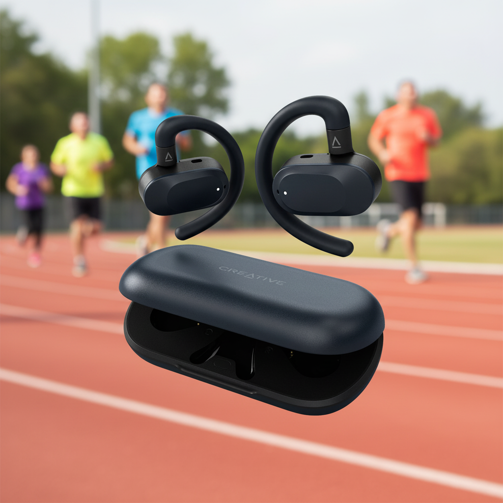 Creative Outlier Go Open-Ear Wireless Headphones Adjustable Fit Sweatproof Bluetooth Lightweight Sports Earphones (EF1210)