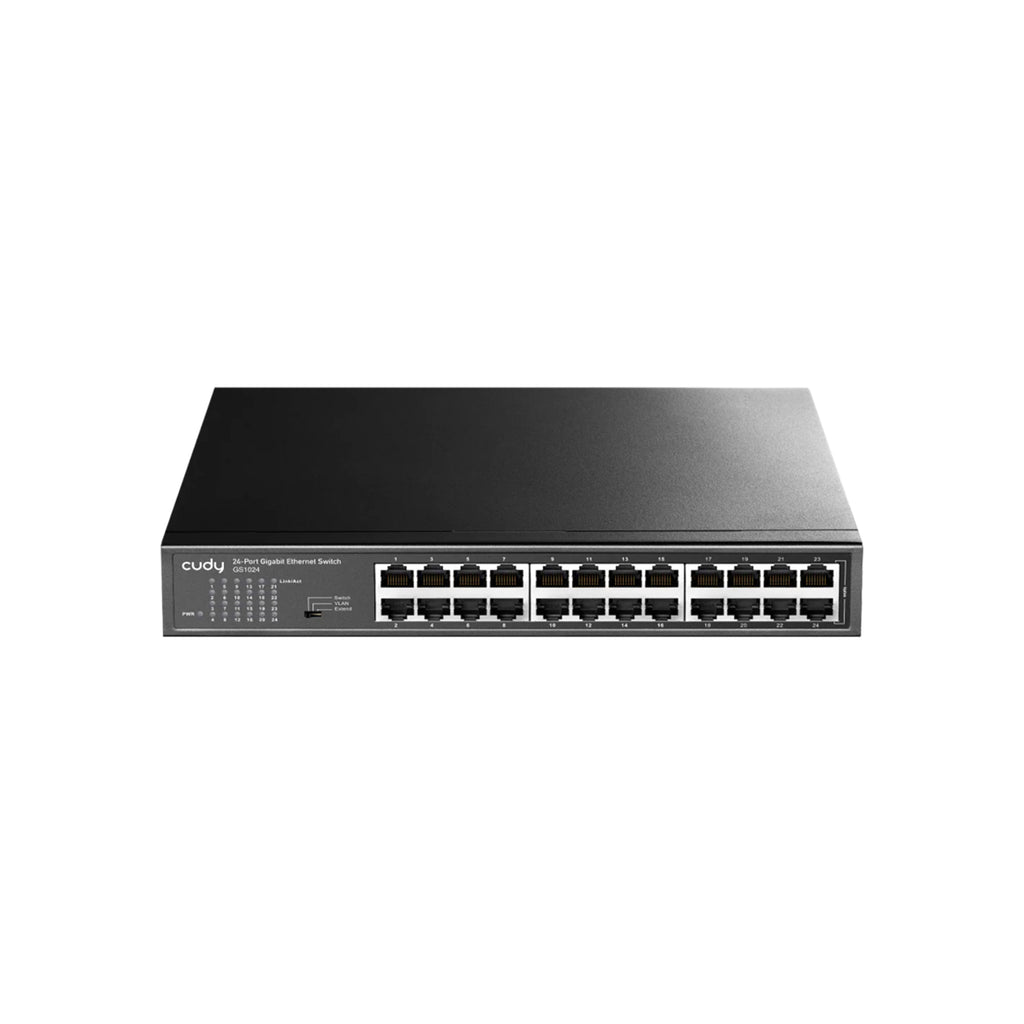 CUDY GS1024 24-Port Gigabit Unmanaged Switch – Rackmount Metal Gigabit LAN Switch with VLAN & Extend Mode for Office, CCTV & Enterprise Networks