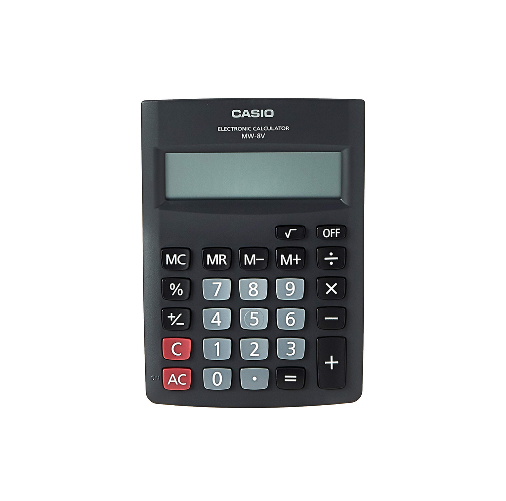 Casio MW-8V-BK 8-Digit Practical Calculator Mini Desk Type Large Display Square Root Function