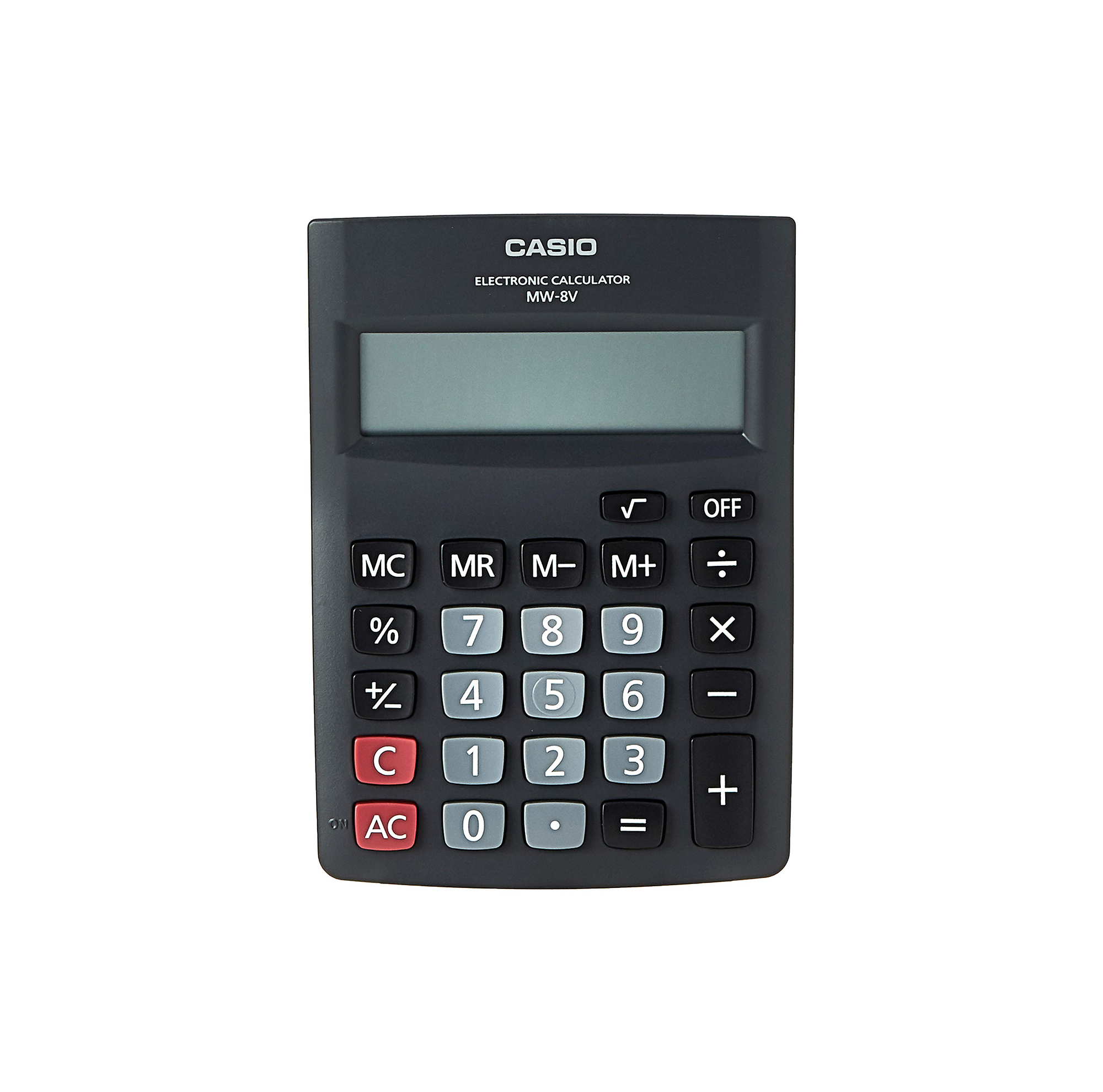 Casio MW-8V-BK 8-Digit Practical Calculator Mini Desk Type Large Display Square Root Function