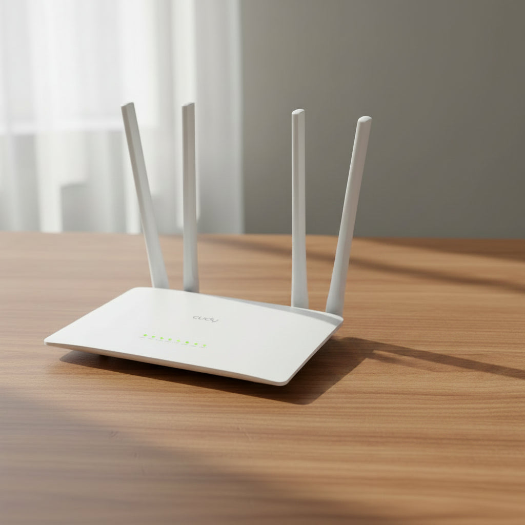 CUDY WR300S multi mode WiFi router home desk setup