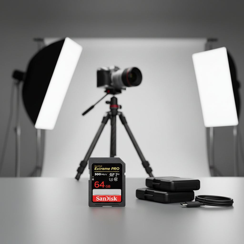 SanDisk Extreme PRO SD Card UHS-II for 8K video recording.

64GB