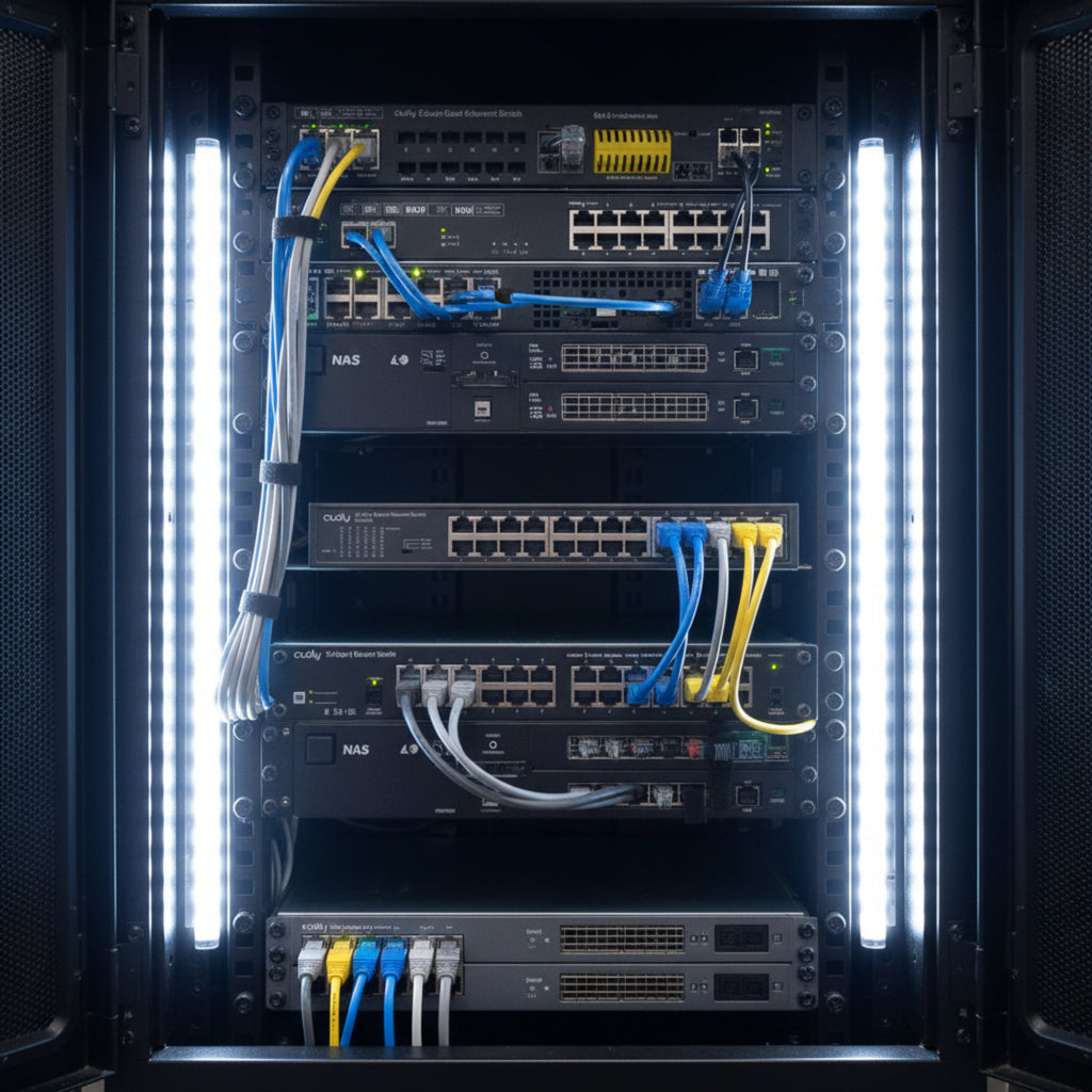 CUDY GS1024 24-port gigabit unmanaged switch rackmount server setup