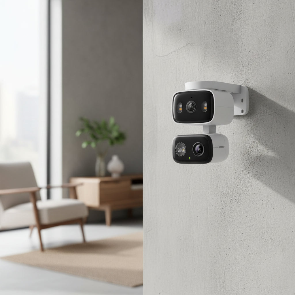 Tapo C246D 2K dual camera system monitoring home with wide angle and zoom view
