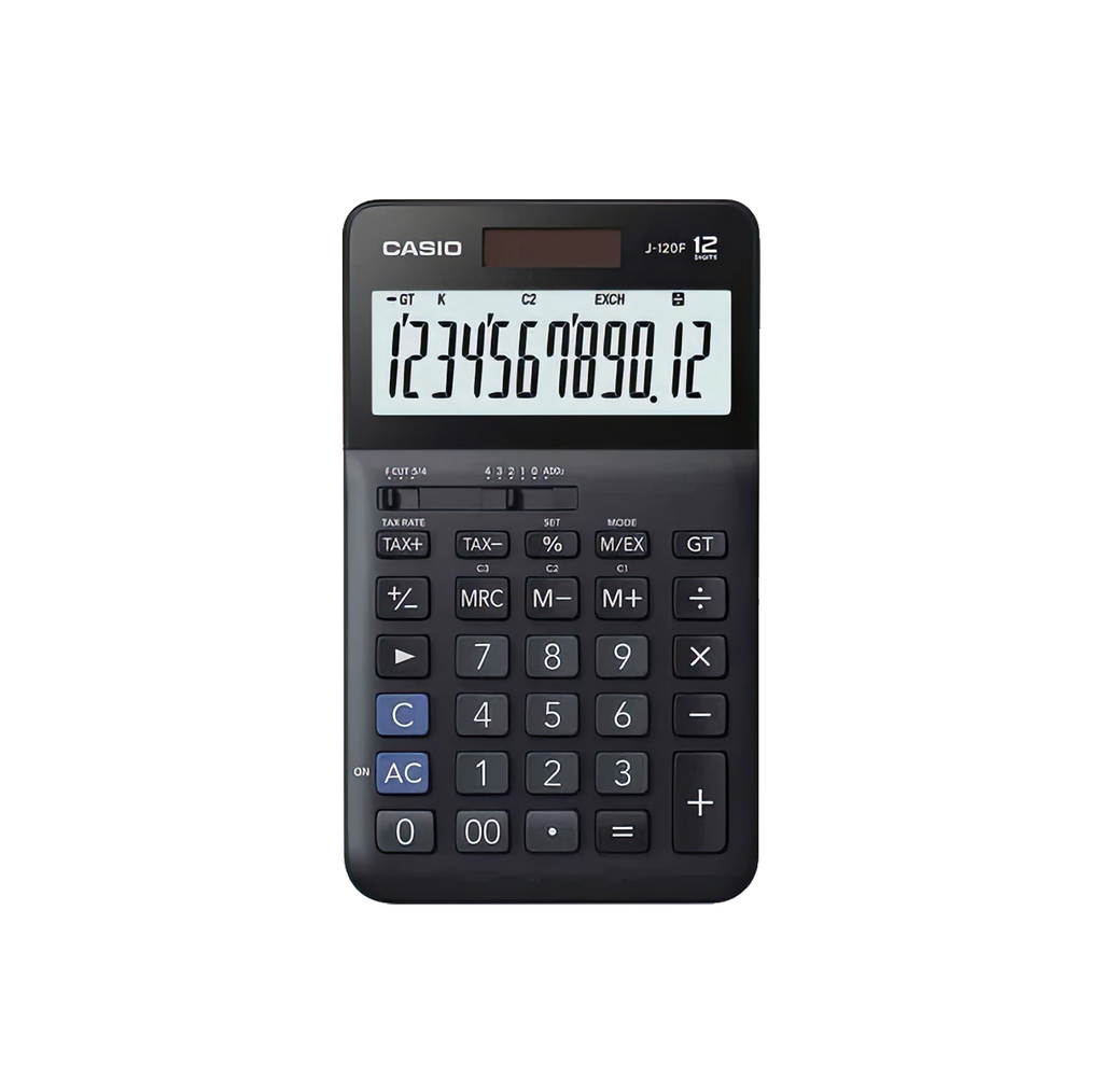Casio J-120F 12-Digit Desk Calculator Solar & Battery Currency Exchange Tax GT