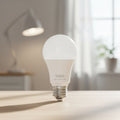 TP-Link Tapo L520E smart WiFi light bulb glowing daylight white in modern living room