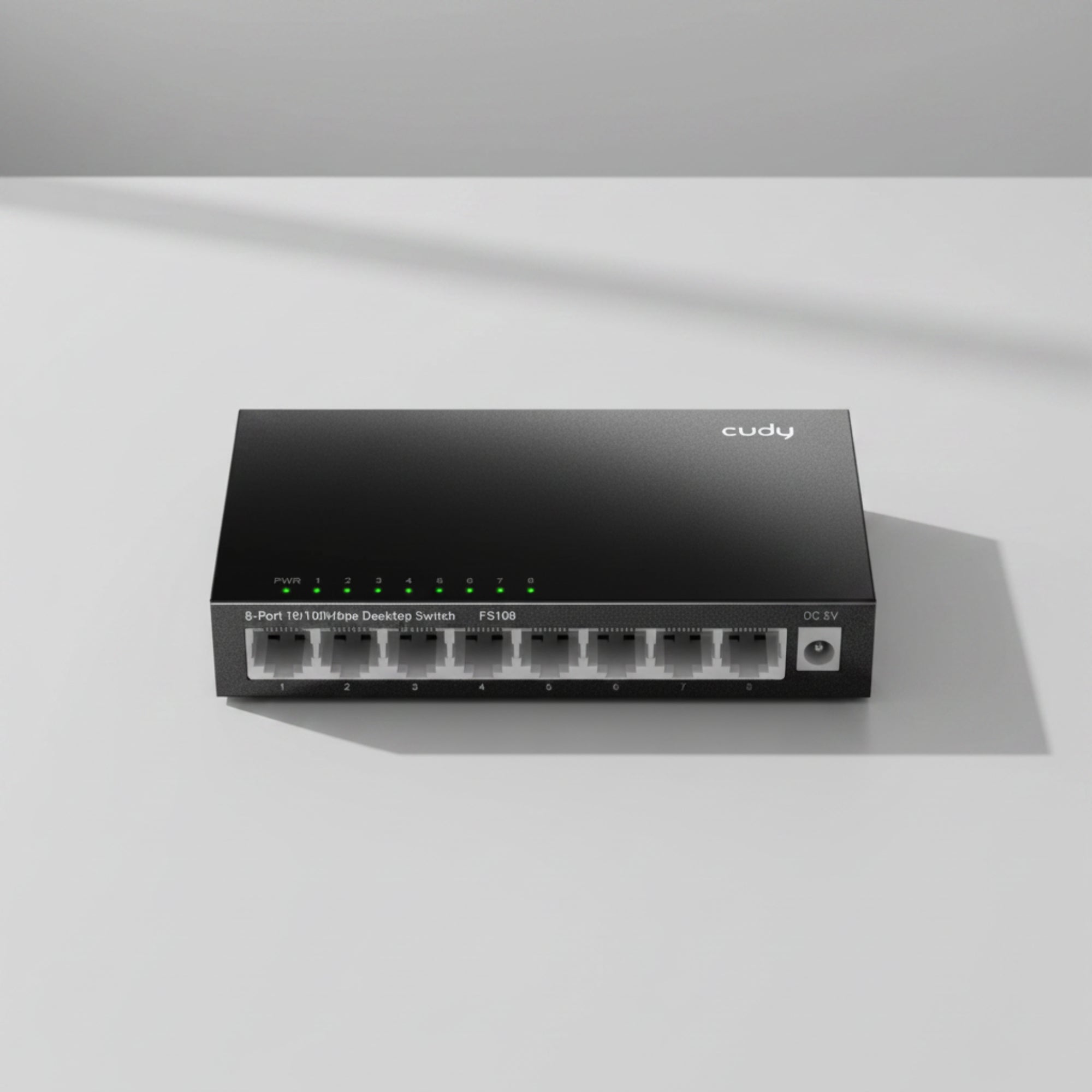 CUDY FS108 8-port Fast Ethernet desktop switch clean tabletop setup