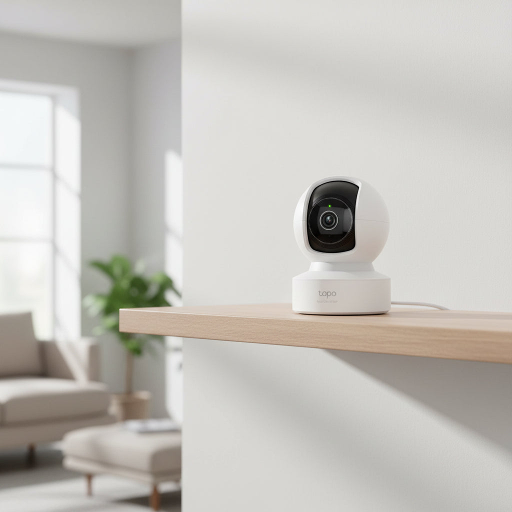 TP-Link Tapo C232 WiFi home security camera monitoring living room with AI alerts