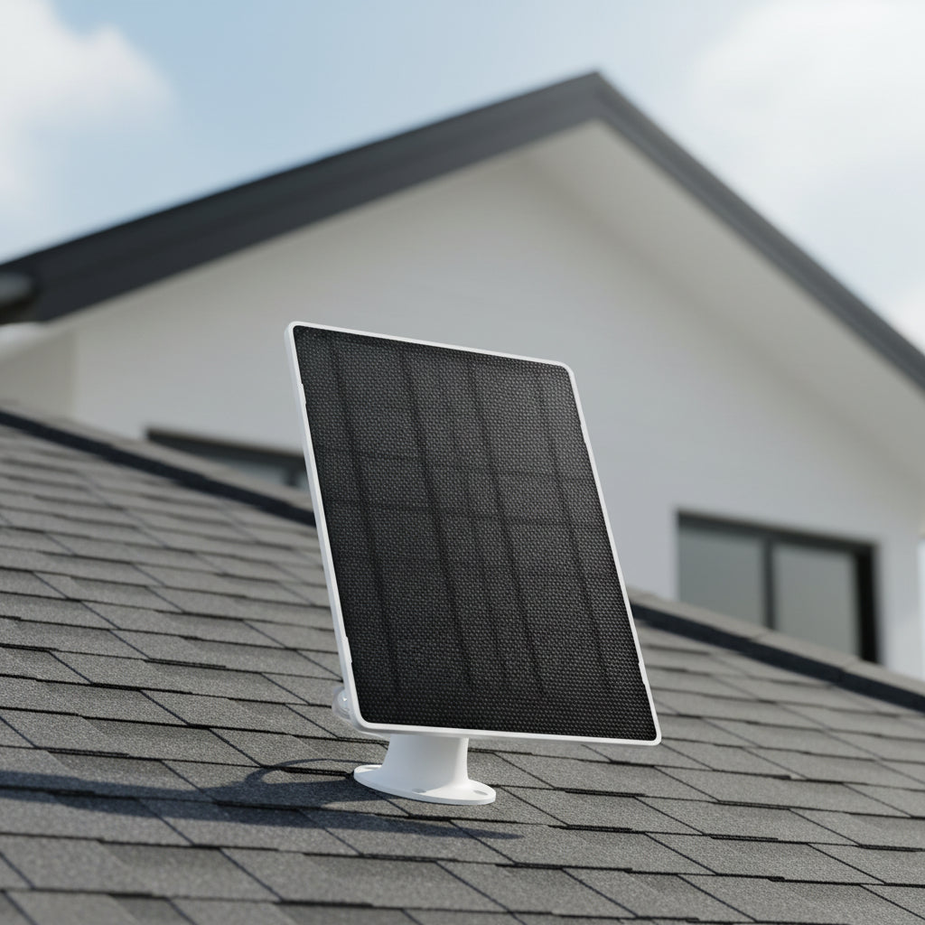 Tapo A202 4.5W solar charger powering Tapo battery camera