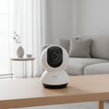 Tapo TC74 smart security camera rotating with AI motion tracking in living room