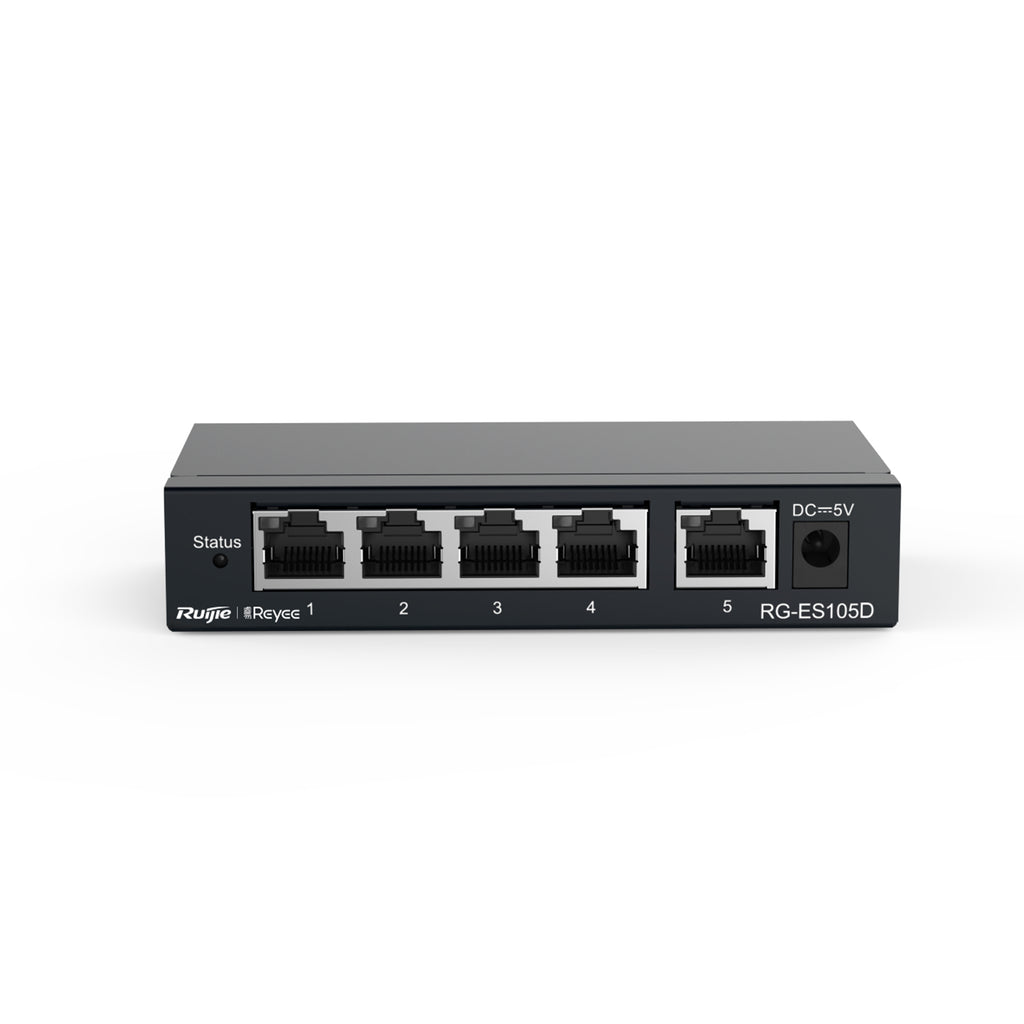 Reyee by Ruijie RG-ES105D 5-Port 10/100Mbps Unmanaged Desktop Switch Fast Ethernet Plug & Play Network Switch SOHO