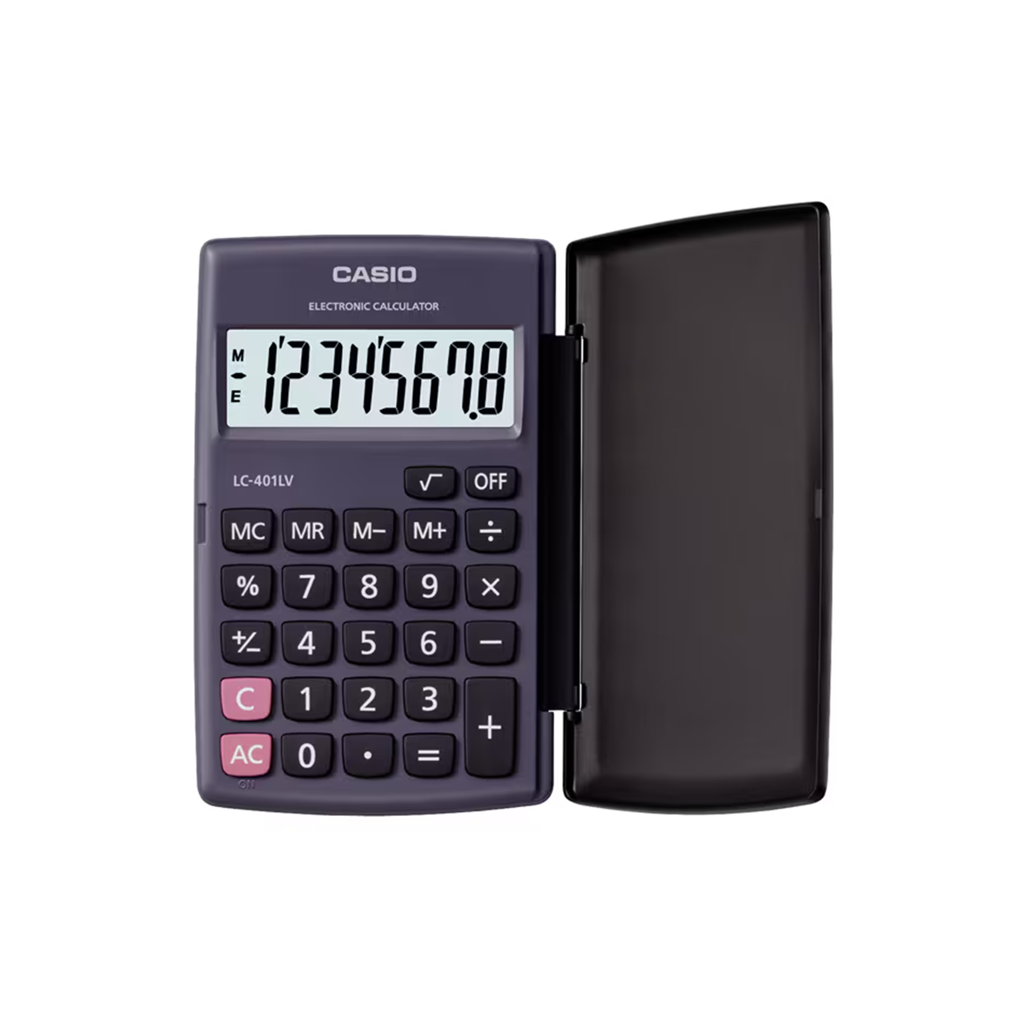 Casio LC-401LV-BK 8-Digit Practical Calculator Portable Type Extra Large Display Basic Financial Tool with Square Root Function