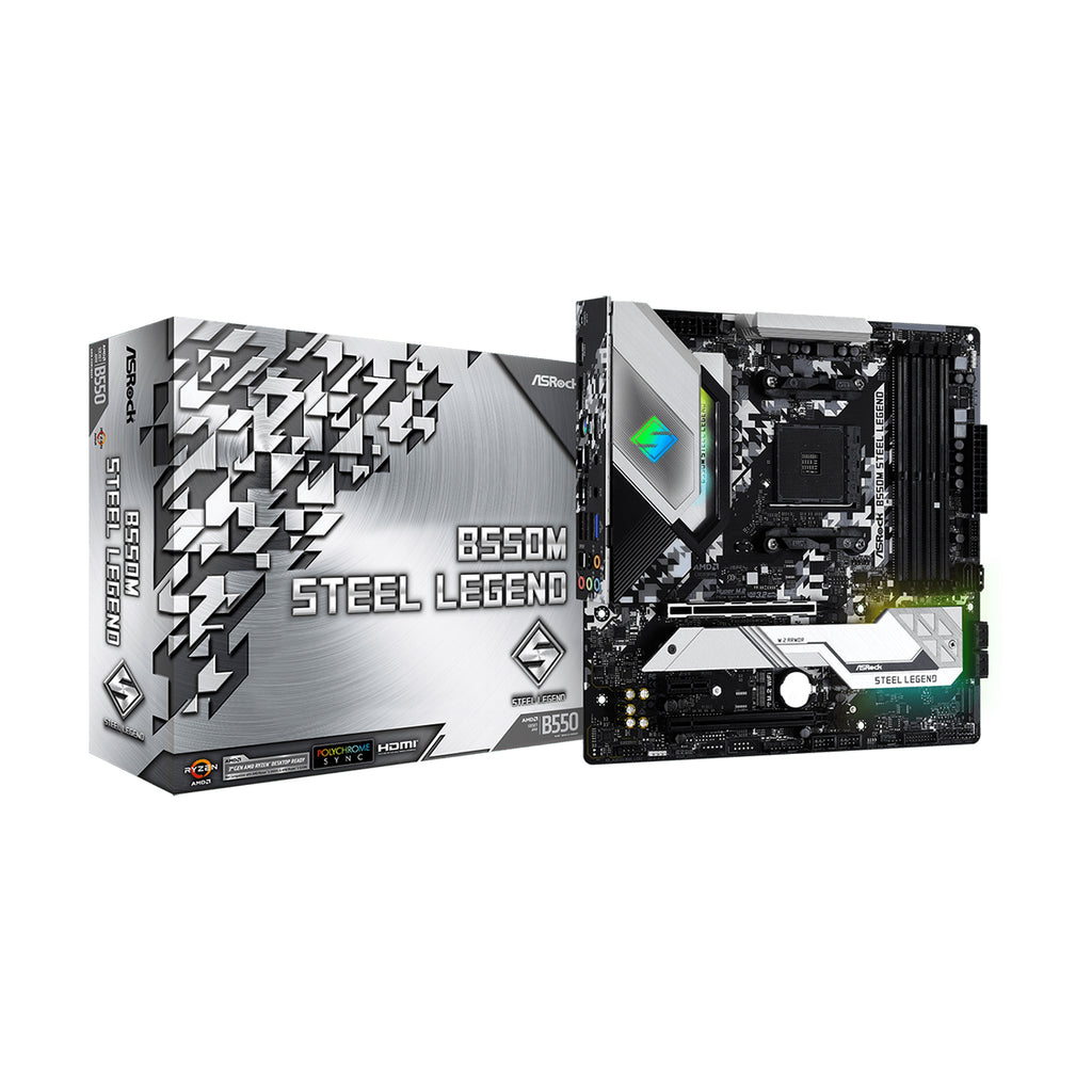 ASRock B550M Steel Legend Micro-ATX Motherboard AMD AM4 DDR4 PCIe 4.0 Gaming PC Board
