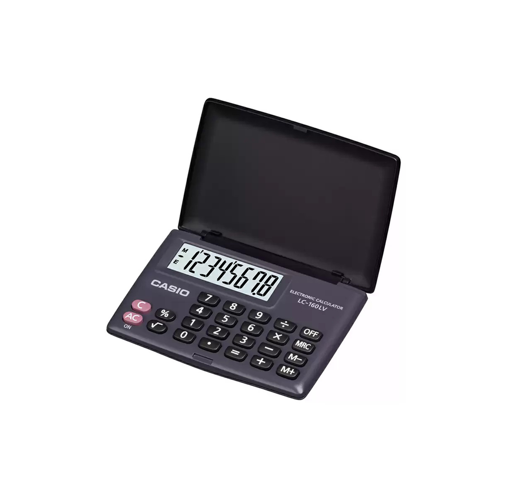 Casio LC-160LV-BK 8-Digit Practical Calculator Dual Leaf Type Portable Financial Tool with Extra Large Display