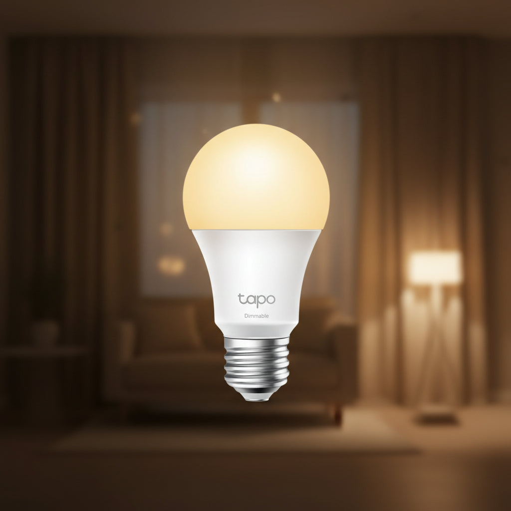 Tapo L510E smart bulb controlled via mobile app adjusting brightness levels