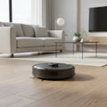 TP-Link Tapo RV30 Max robot vacuum cleaning hardwood floor in modern living room