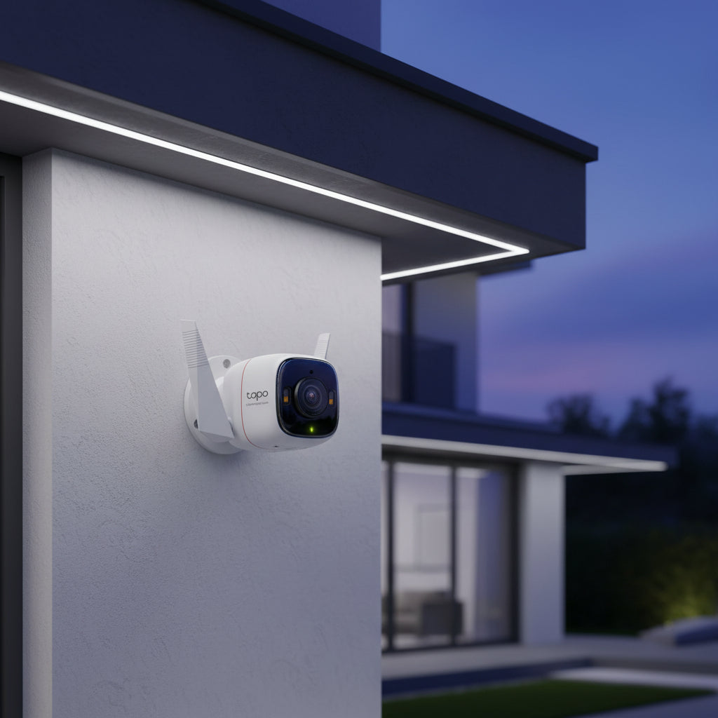 Tapo C325WB 2K WiFi camera capturing full color night vision driveway view