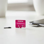 Kioxia EXCERIA PLUS G2 microSD memory card close-up product photography.
128GB 256GB 512GB 1TB
