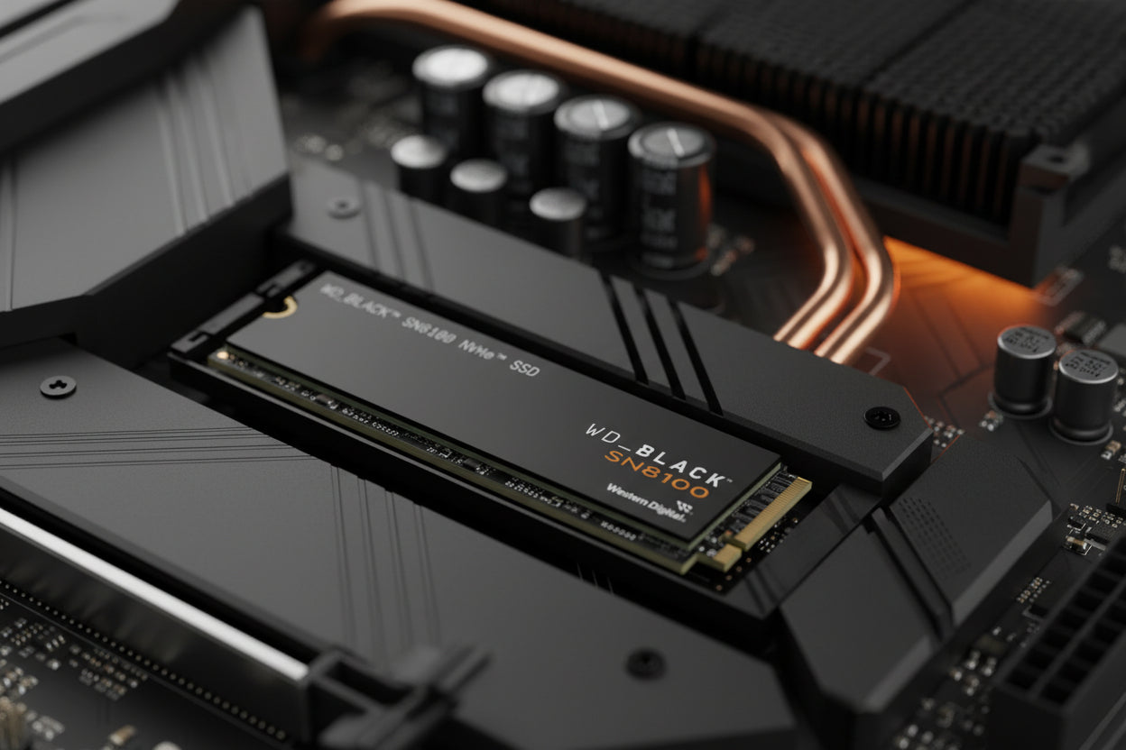 SanDisk WD Black SN8100 NVMe SSD without heatsink, PCIe Gen5 internal gaming solid state drive designed for ultra-high-speed performance and advanced computing.

1TB 2TB 4TB