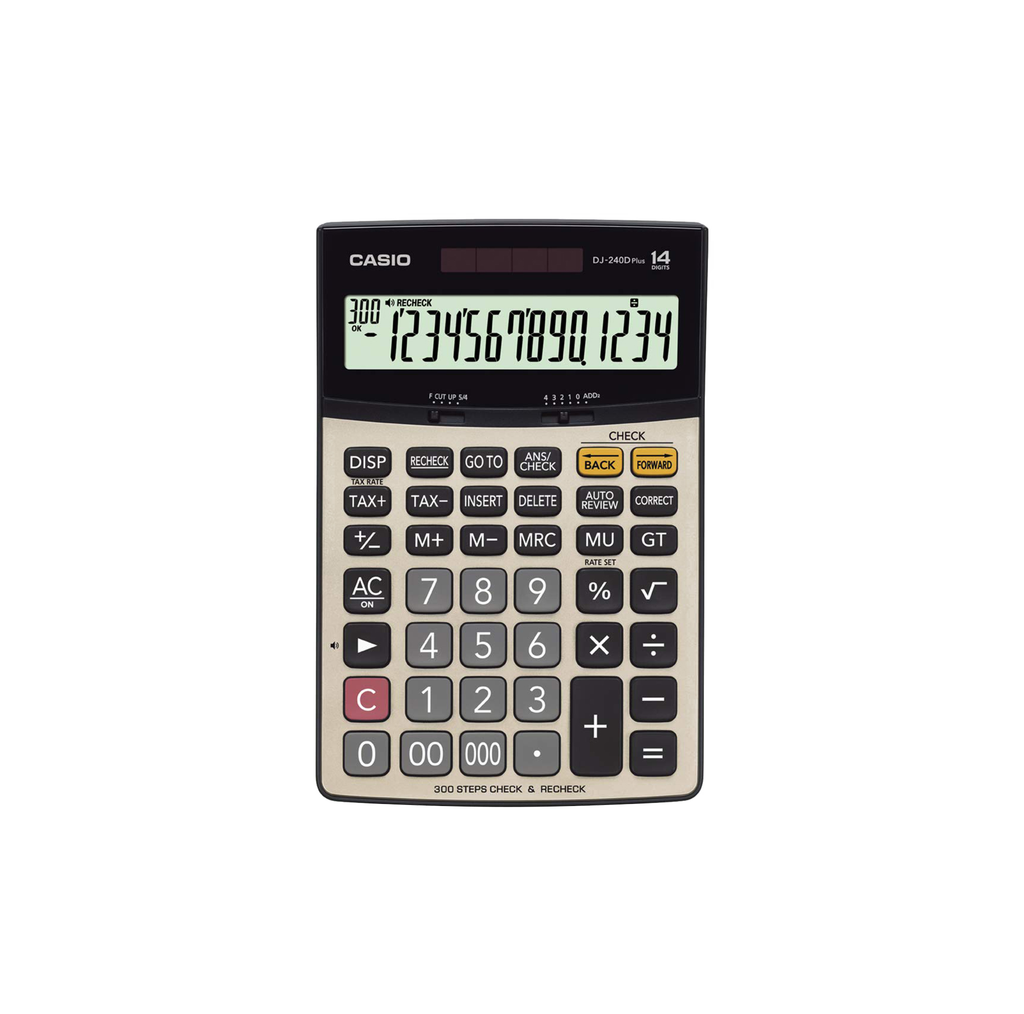 Casio DJ-240D PLUS 14-Digit Check Calculator 300 Steps Recheck Sound Assist Metal Faceplate