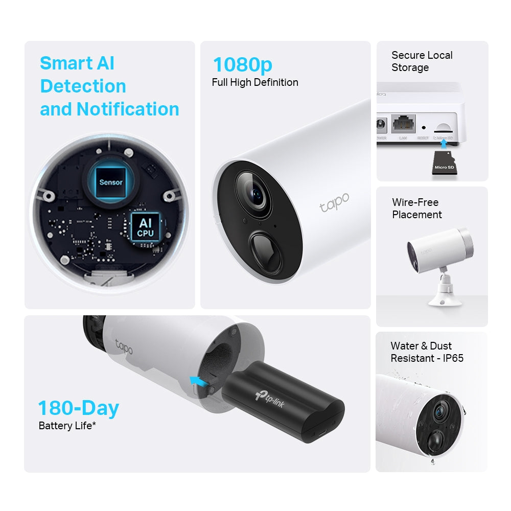 Tapo C400S2 Smart Wire-Free Security Camera System (2-Camera Kit) – 1080p Battery-Powered Outdoor Wi-Fi Cameras with AI Detection, Hub Storage & 180-Day Battery Life