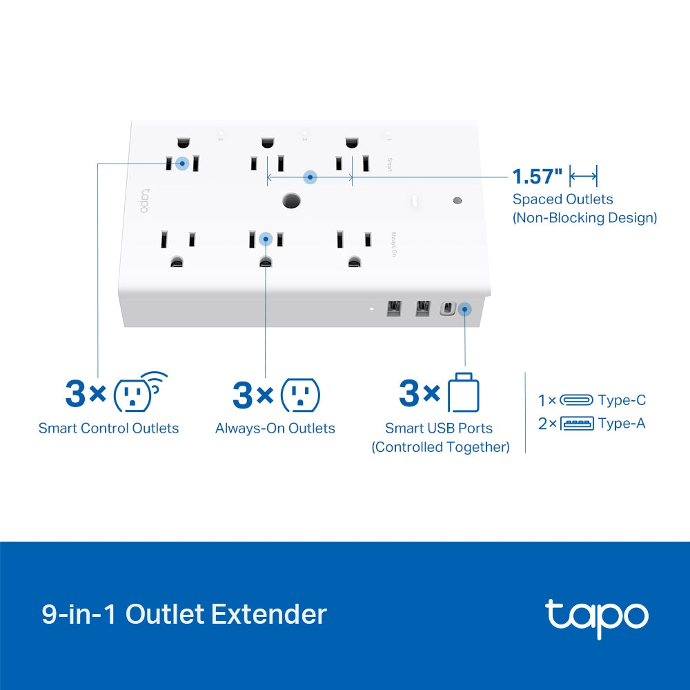 TP-Link Tapo P306 Smart Wi-Fi Outlet Extender – Multi Socket Power Strip with App & Voice Control