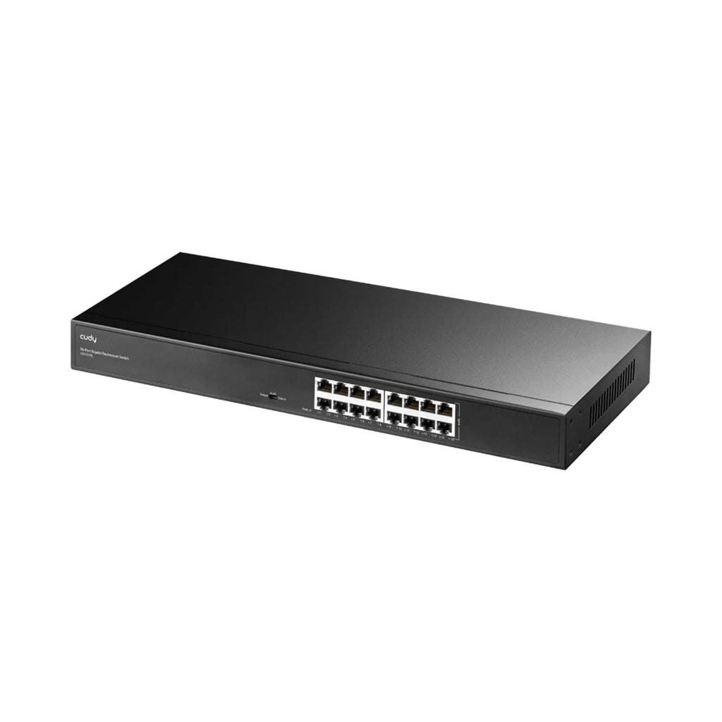 CUDY GS1016L 16-Port Gigabit Unmanaged Switch – Rackmount Metal High-Speed LAN Switch with VLAN, QoS & Extend Mode for Office & Enterprise Networks